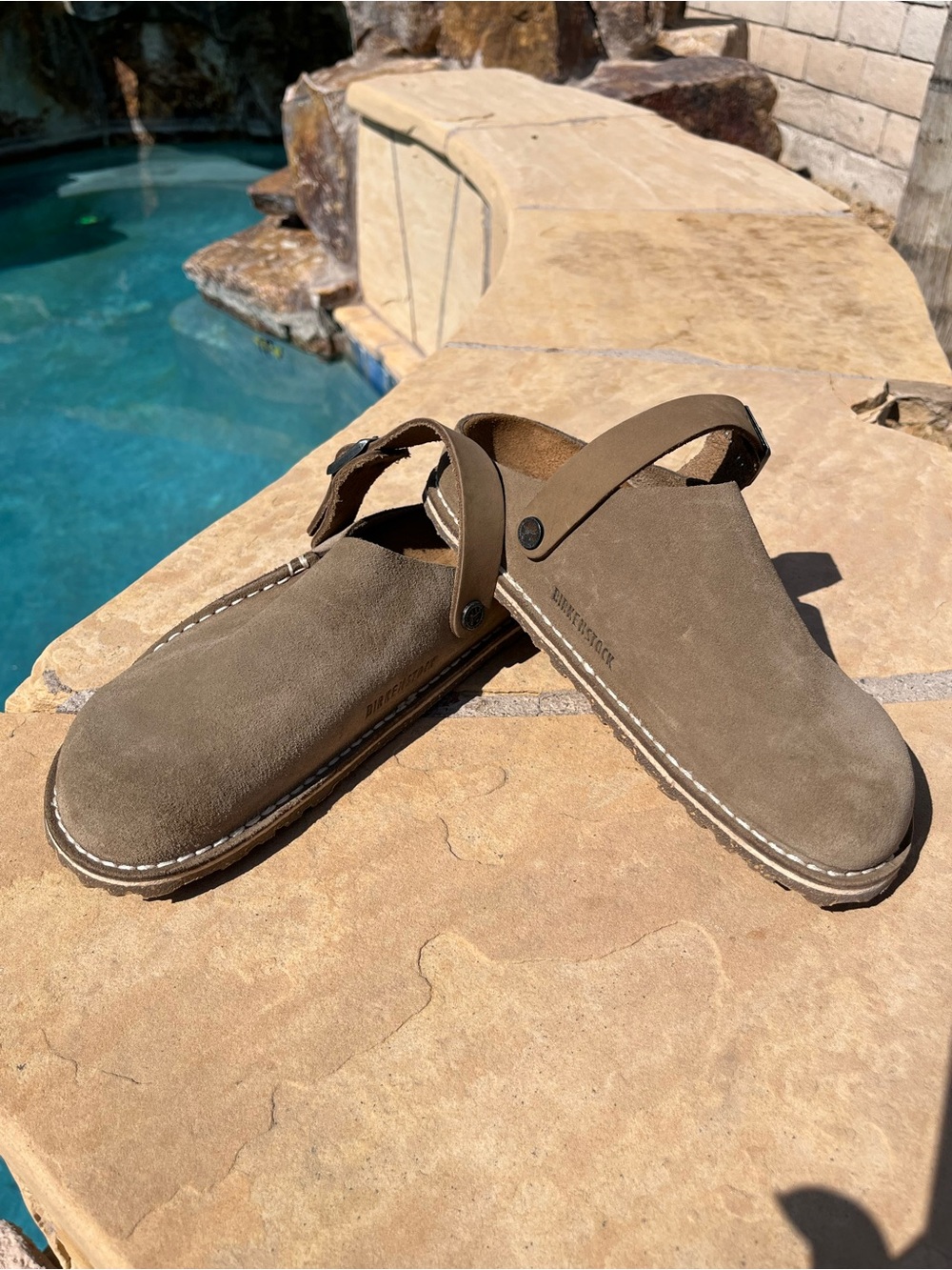 Birkenstock Taupe Suede Backstrap Clogs - Picture 6 of 6
